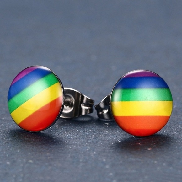 Rainbow PRIDE Stud Earrings NEW - Picture 2 of 5